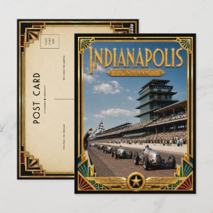 Indianapolis Indiana Vintage Art Deco Gouden Tijdp Briefkaart