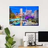 Indianapolis, Indiana, Vroeg in de Avond Poster (Thuiskantoor)