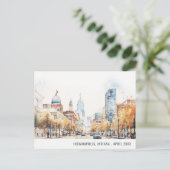Indianapolis, Indiana Watercolor Landscape Wedding Briefkaart (Staand voorkant)