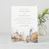 Indianapolis, Indiana Watercolor Landscape Wedding Kaart (Staand voorkant)