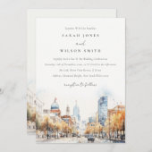 Indianapolis, Indiana Watercolor Landscape Wedding Kaart (Voorkant / Achterkant)