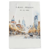 Indianapolis, Indiana Watercolor Landscape Wedding Medium Cadeauzakje (Voorkant)