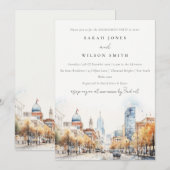 Indianapolis Indiana Watercolor Scape Engagement Kaart (Voorkant / Achterkant)