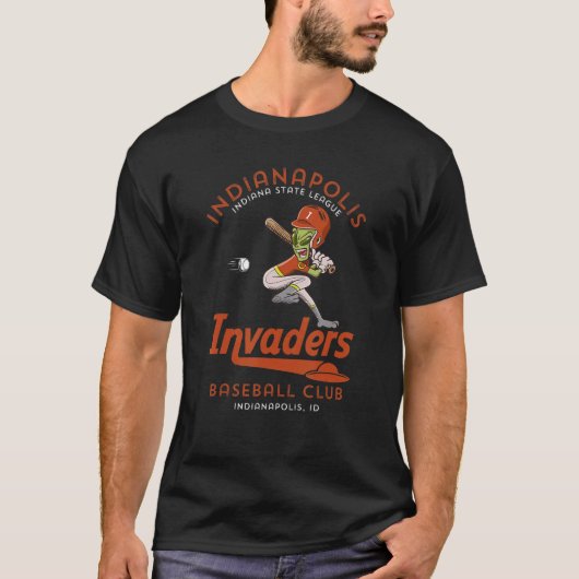 Indianapolis Invaders Minor League Retro Baseball T-shirt (Voorkant)