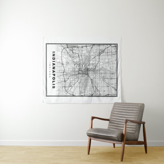 Indianapolis-kaart Wandkleed (In Situ (horizontaal))