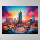 Indianapolis Kleurrijke Abstracte Wall Art Print (Voorkant)