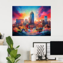 Indianapolis Kleurrijke Abstracte Wall Art Print