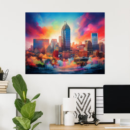 Indianapolis Kleurrijke Abstracte Wall Art Print