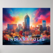 Indianapolis Kleurrijke Abstracte Wall Art Print (Voorkant)