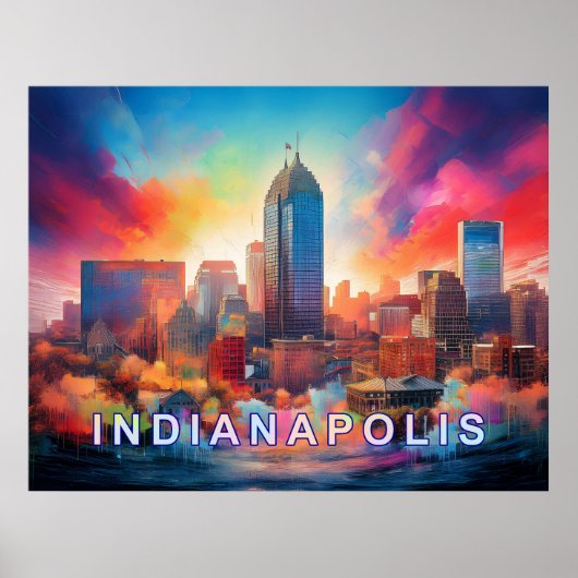Indianapolis Kleurrijke Abstracte Wall Art Print (Voorkant)