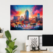 Indianapolis Kleurrijke Abstracte Wall Art Print (Thuiskantoor)