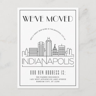 Indianapolis Modern Deco   Adres Gewijzigd Aankondigingskaart