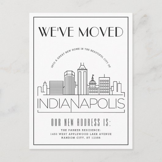 Indianapolis Modern Deco | Adres Gewijzigd Aankondigingskaart (Voorkant)