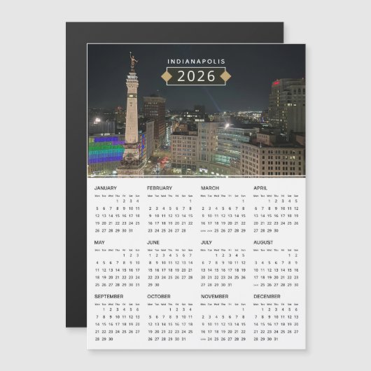 Indianapolis Monument 2026 Kalender Magnet (Voorkant / Achterkant)