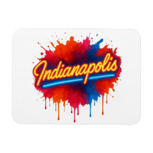 Indianapolis Neon Retro Kleurrijke Verf Splash Magneet