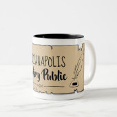 Indianapolis notaris openbare doezelaar tweekleurige koffiemok (Voorkant rechts)