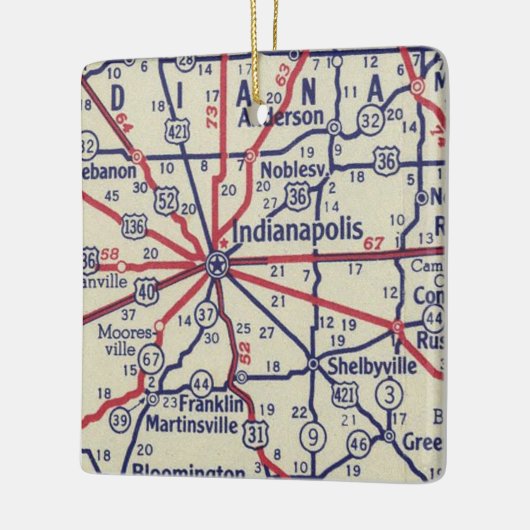 Indianapolis op kaart keramisch ornament (Links)