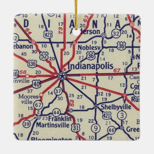 Indianapolis op kaart keramisch ornament (Achterkant)