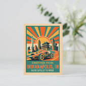Indianapolis Racing Hoofdstad Retro Briefkaart (Staand voorkant)