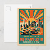 Indianapolis Racing Hoofdstad Retro Briefkaart (Voorkant / Achterkant)