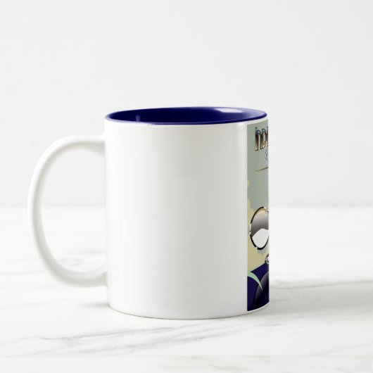 Indianapolis-reisposter voor oldtimers tweekleurige koffiemok (Links)