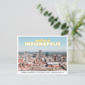 Indianapolis Save the Date Retro Wedding Postcard Briefkaart (Staand voorkant)