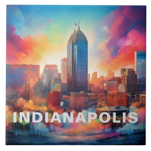 Indianapolis Silhouette Kunst Tegeltje (Voorkant)