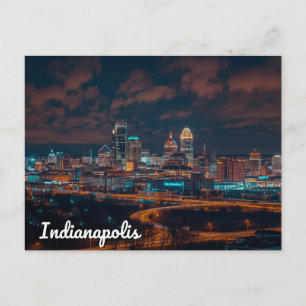 Indianapolis Silhouette Nachtstad Briefkaart