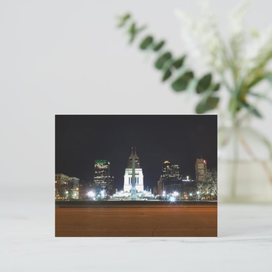 Indianapolis Skyline bij nacht Briefkaart (Staand voorkant)