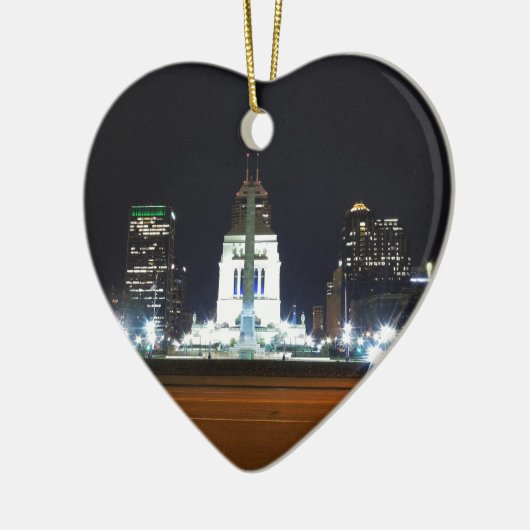 Indianapolis Skyline bij nacht Keramisch Ornament (Links)