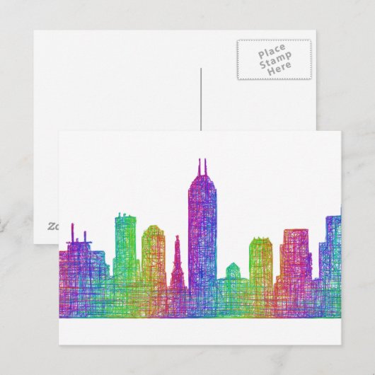 Indianapolis skyline briefkaart (Voorkant / Achterkant)