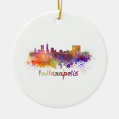 Indianapolis skyline in watercolor keramisch ornament (Voorkant)