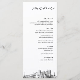 Indianapolis skyline modern huwelijksdiner menu
