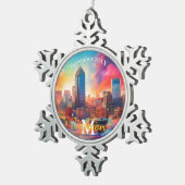 Indianapolis Snowflake Pewter Kerstversiering Tin Sneeuwvlok Ornament (Rechts)