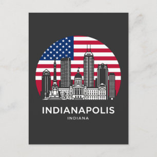Indianapolis Stad Indiana Amerikaanse Vlag Briefkaart