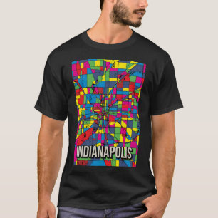 Indianapolis Stadsplattegrond - Levendige kleurrij T-shirt