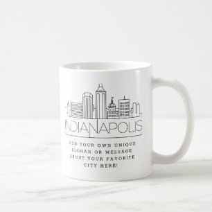 Indianapolis Stylized Skyline   Aangepaste slogan Koffiemok