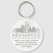 Indianapolis Stylized Skyline | Aangepaste slogan Sleutelhanger (Voorkant)