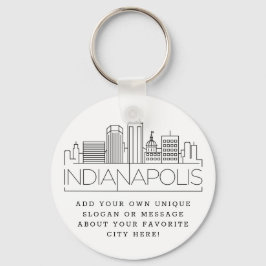 Indianapolis Stylized Skyline | Aangepaste slogan Sleutelhanger