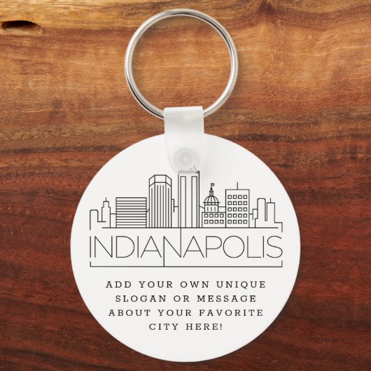 Indianapolis Stylized Skyline | Aangepaste slogan Sleutelhanger (Voorkant)