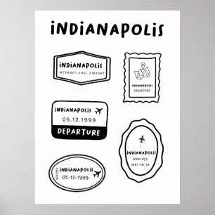 Indianapolis - Travel Stamp Collectie Poster