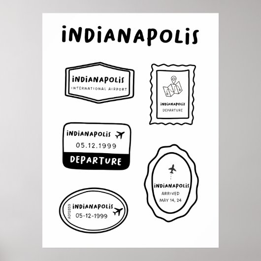 Indianapolis - Travel Stamp Collectie Poster (Voorkant)