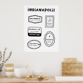 Indianapolis - Travel Stamp Collectie Poster (Keuken)