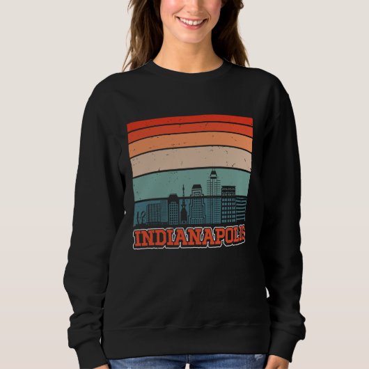 Indianapolis USA Retro Vintage Sunset Skyline Indi Trui (Voorkant)