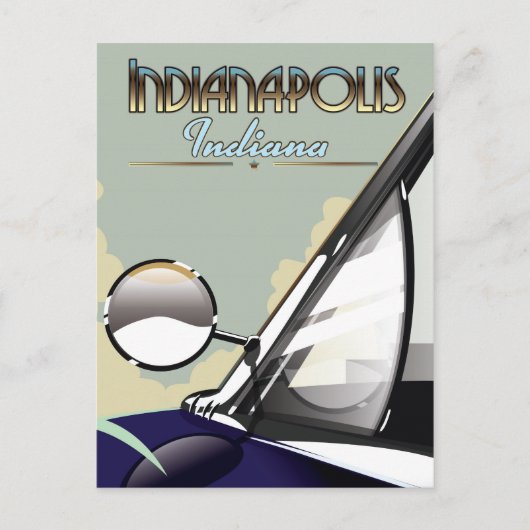 Indianapolis vintage auto reisposter briefkaart (Voorkant)