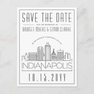 Indianapolis Wedding Skyline Save the Date Briefkaart