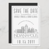 Indianapolis Wedding Skyline Save the Date Kaart (Voorkant / Achterkant)