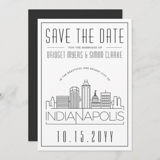 Indianapolis Wedding Skyline Save the Date Kaart (Voorkant / Achterkant)