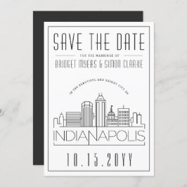 Indianapolis Wedding Skyline Save the Date Kaart