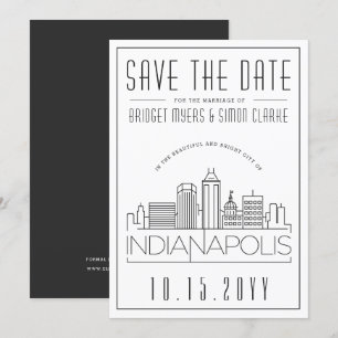 Indianapolis Wedding Skyline Save the Date Kaart